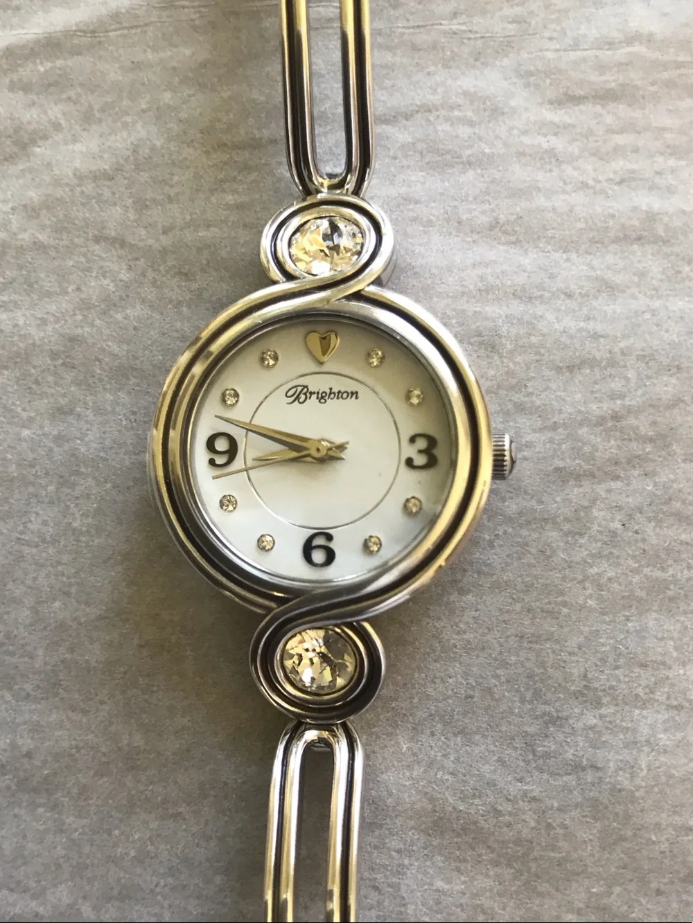 Brighton All Silver-Tone Ladies Bracelet Watch with Decorative Chain Links